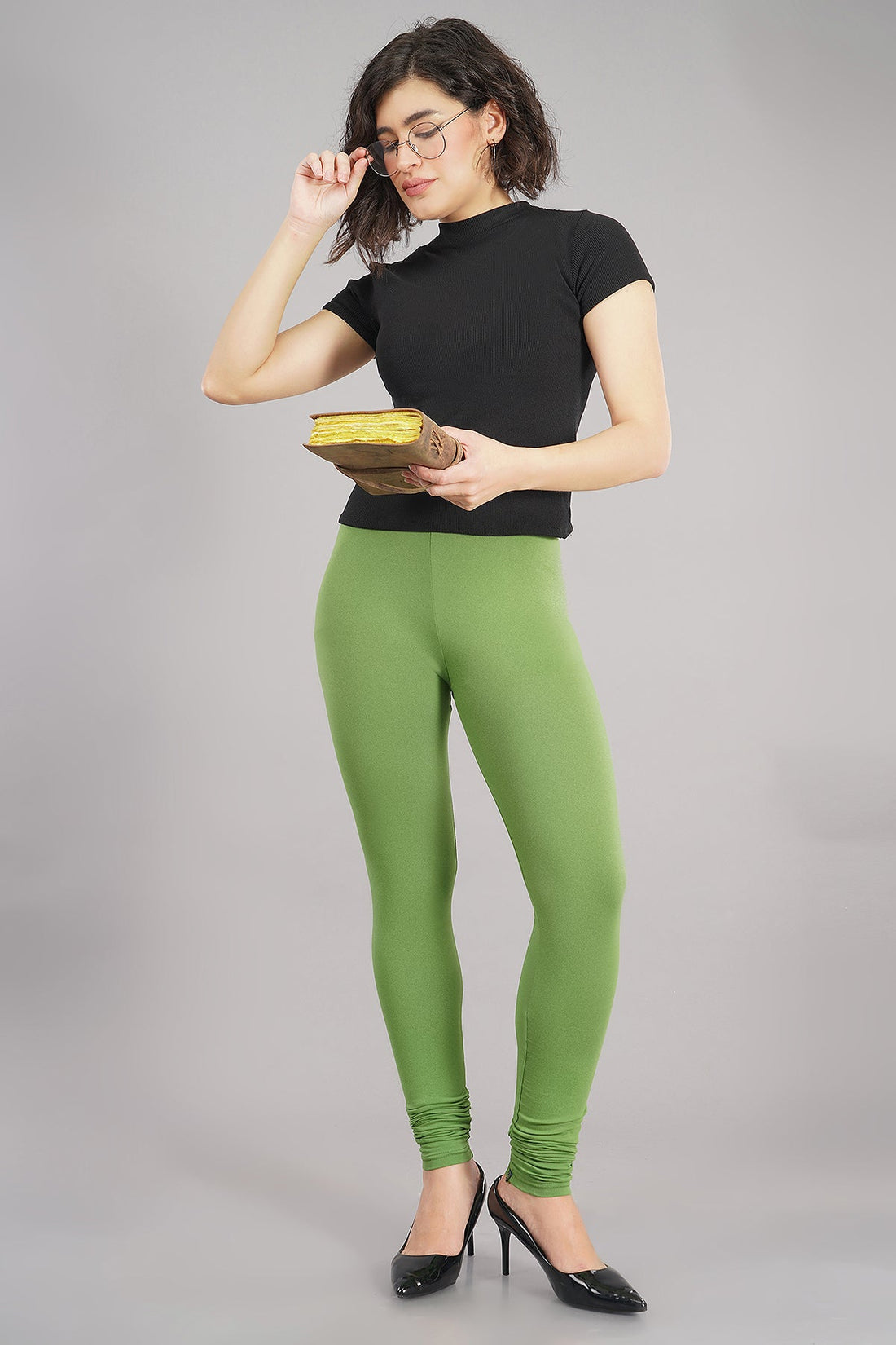 Shruthi Stretch Churidar Leggings || LIME GREEN