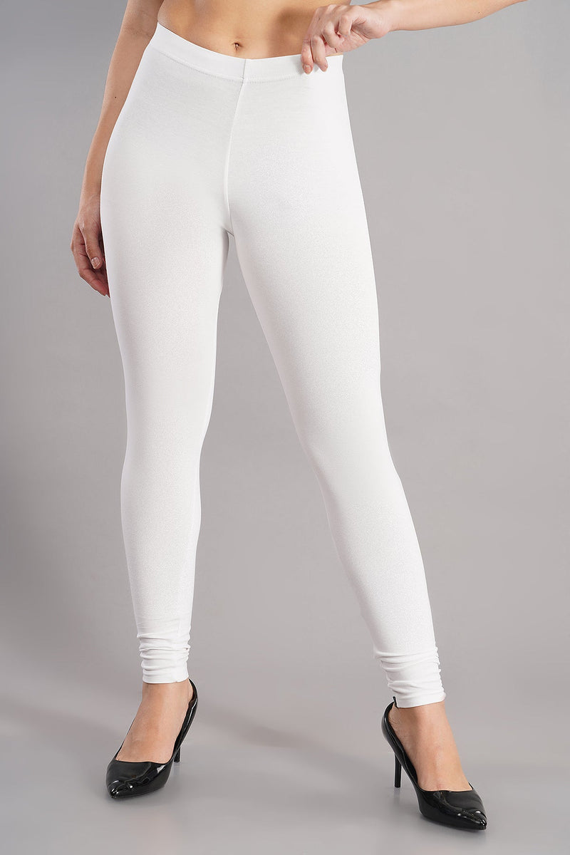 Shruthi Stretch Churidar Leggings || WHITE