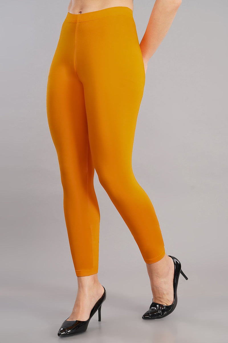 Shruthi Ankle Length Leggings with elasticated Waist||MANGO YELLOW