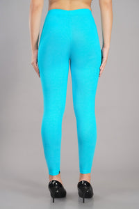 Shruthi Ankle Length Leggings with elasticated Waist||SKY BLUE