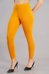 Shruthi Ankle Length Leggings with elasticated Waist||MUSTED YELLOW