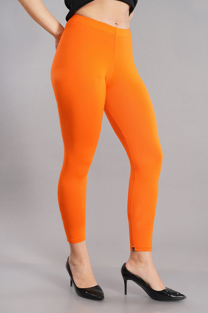 Shruthi Ankle Length Leggings with elasticated Waist||LIGHT ORANGE