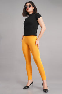 Shruthi Ankle Length Leggings with elasticated Waist||GOLDEN YELLOW