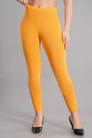 Shruthi Ankle Length Leggings with elasticated Waist||GOLDEN YELLOW