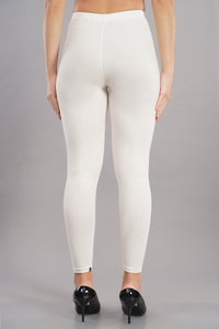 Shruthi Ankle Length Leggings with elasticated Waist||OFF WHITE