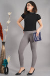 Shruthi Ankle Length Leggings with elasticated Waist||STEEL GREY