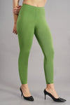 Shruthi Ankle Length Leggings with elasticated Waist||LIME GREEN