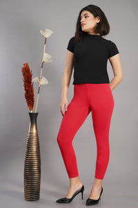 Shruthi Ankle Length Leggings with elasticated Waist||CORAL