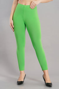 Shruthi Ankle Length Leggings with elasticated Waist||PARROT GREEN