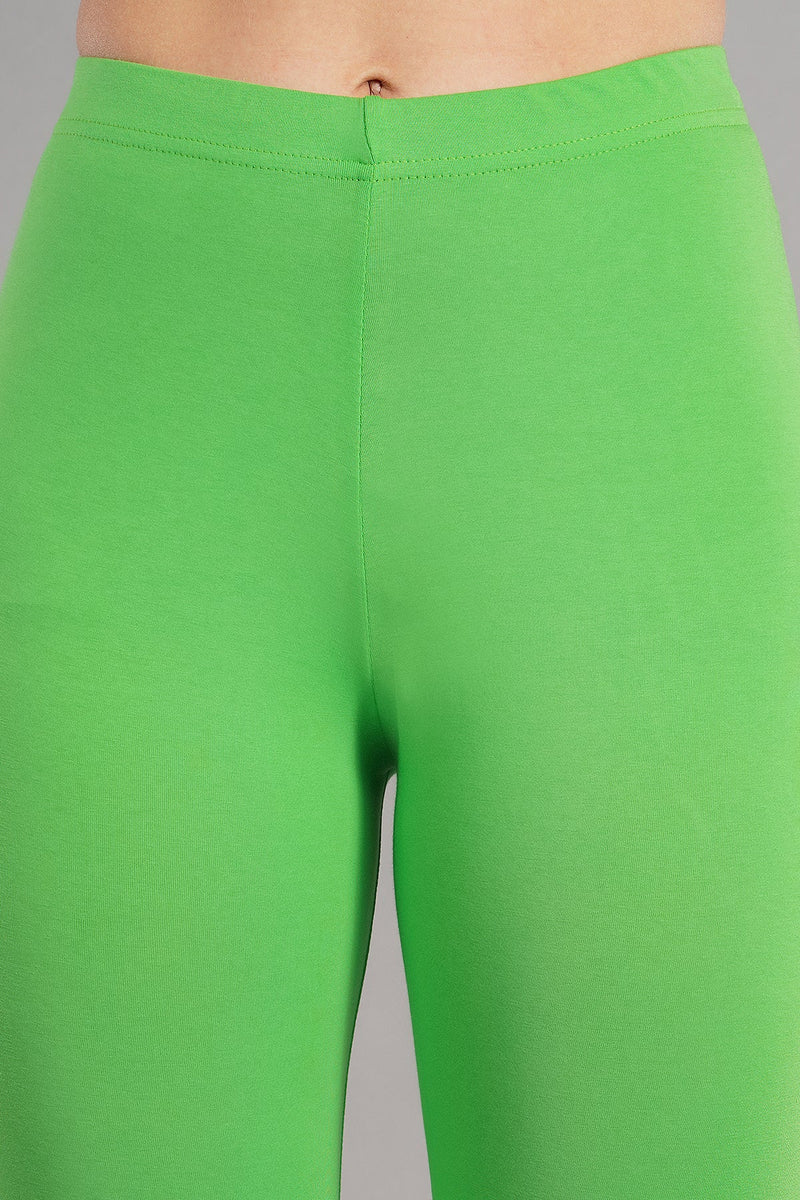 Shruthi Ankle Length Leggings with elasticated Waist||PARROT GREEN