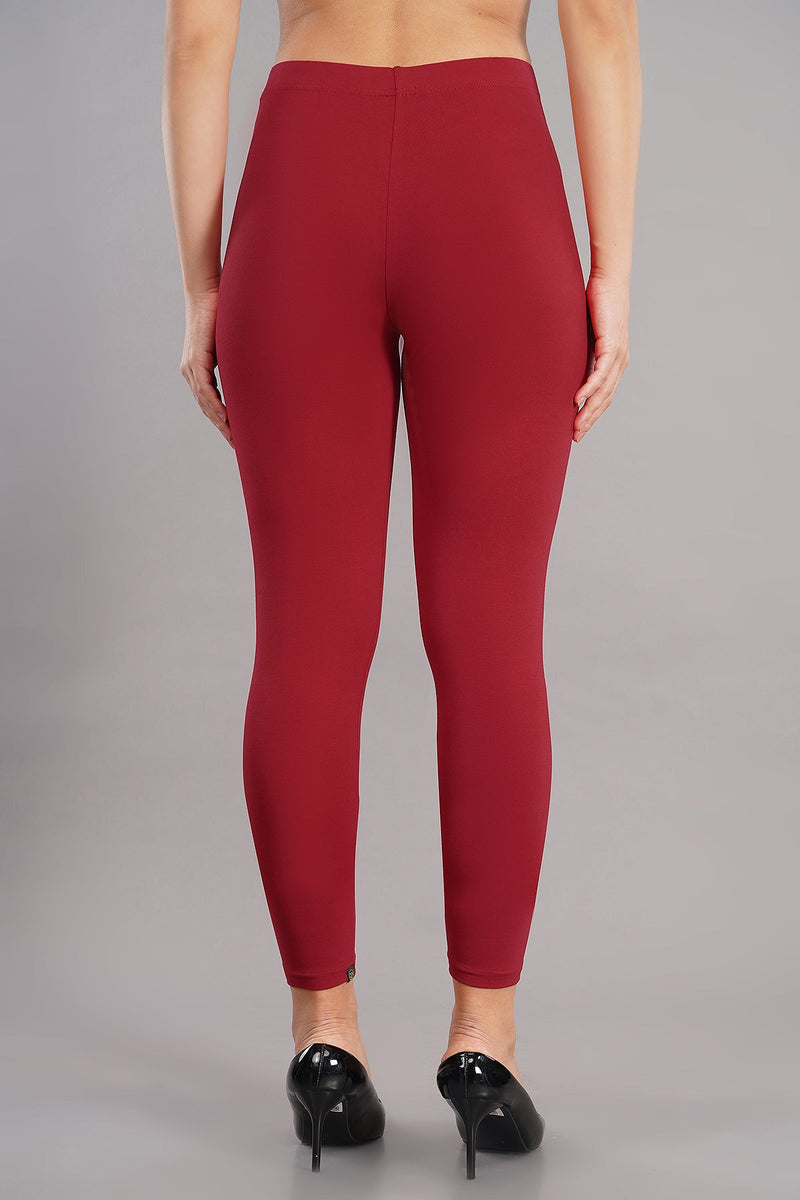 Shruthi Ankle Length Leggings with elasticated Waist||RED