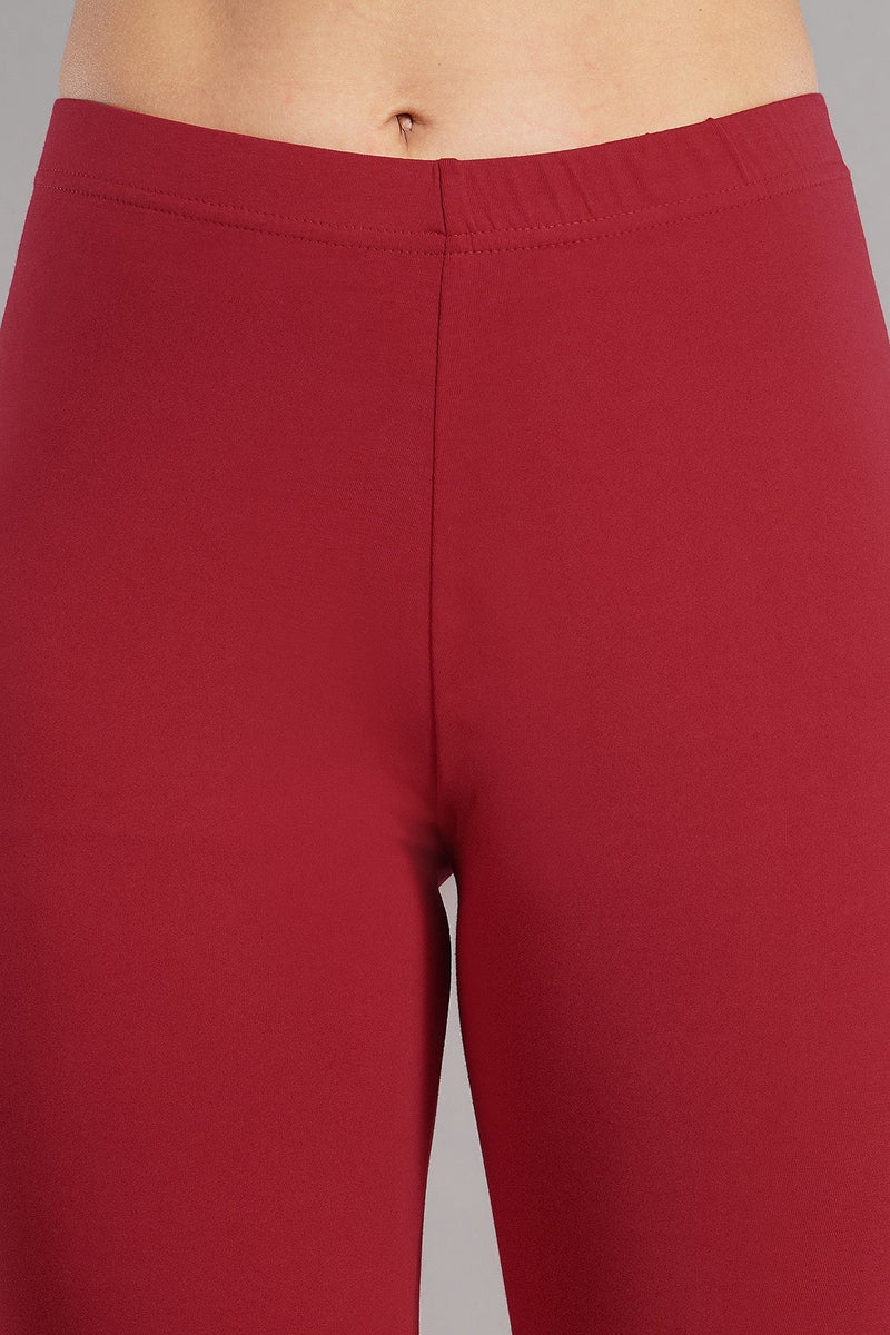 Shruthi Ankle Length Leggings with elasticated Waist||RED