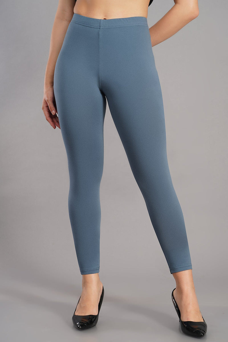 Shruthi Ankle Length Leggings with elasticated Waist||AIRFORCE GREEN