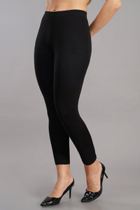 Shruthi Ankle Length Leggings with elasticated Waist||BLACK