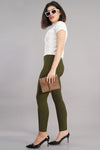 Shruthi Ankle Length Leggings with elasticated Waist||OLIVE GREEN