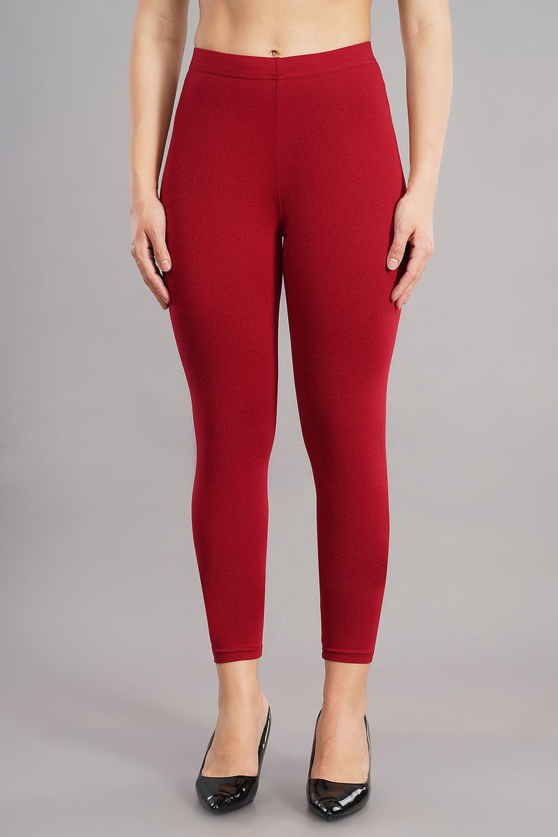 Shruthi Ankle Length Leggings with elasticated Waist||MEROON