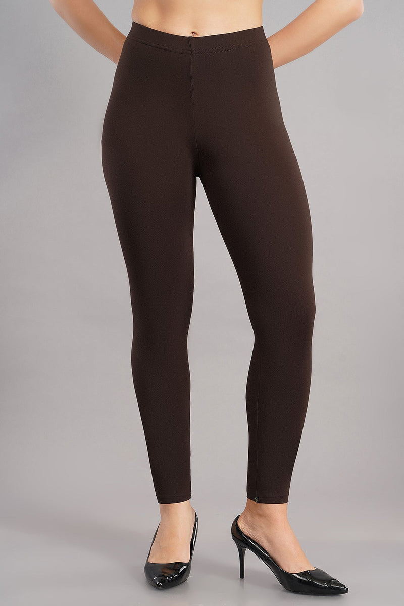 Shruthi Ankle Length Leggings with elasticated Waist||COFFEE BROWN