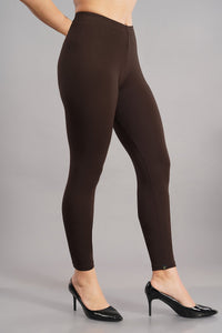 Shruthi Ankle Length Leggings with elasticated Waist||COFFEE BROWN