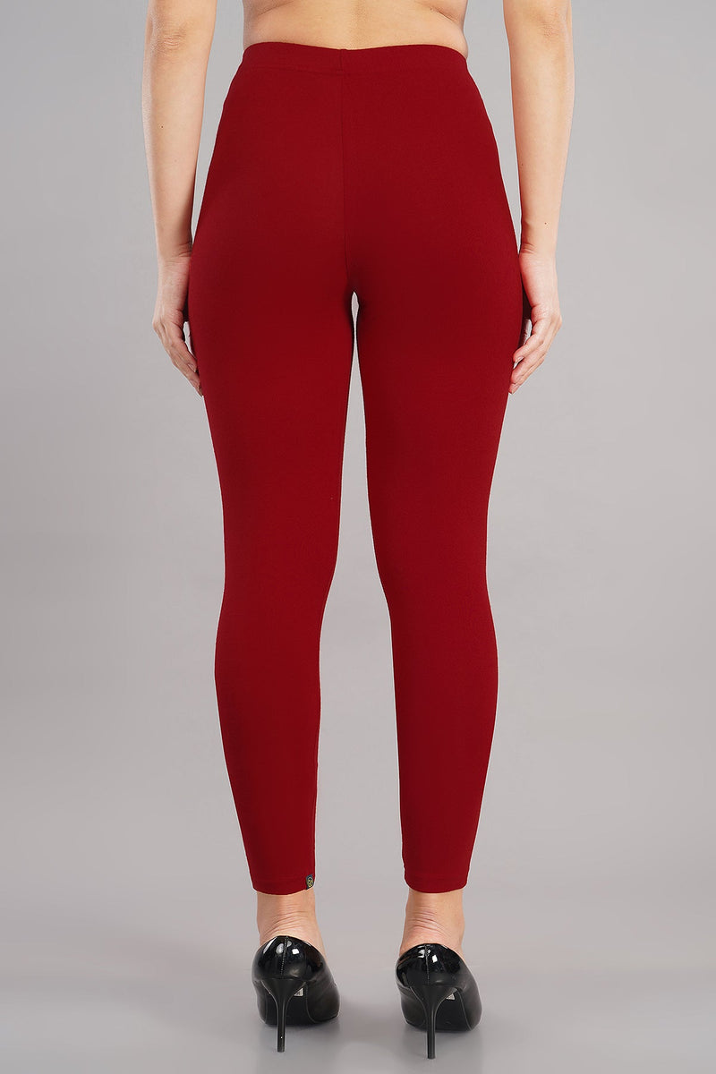 Shruthi Ankle Length Leggings with elasticated Waist||DEEP RED