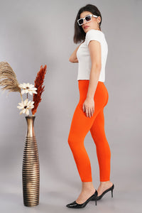 Shruthi Ankle Length Leggings with elasticated Waist||DARK ORANGE