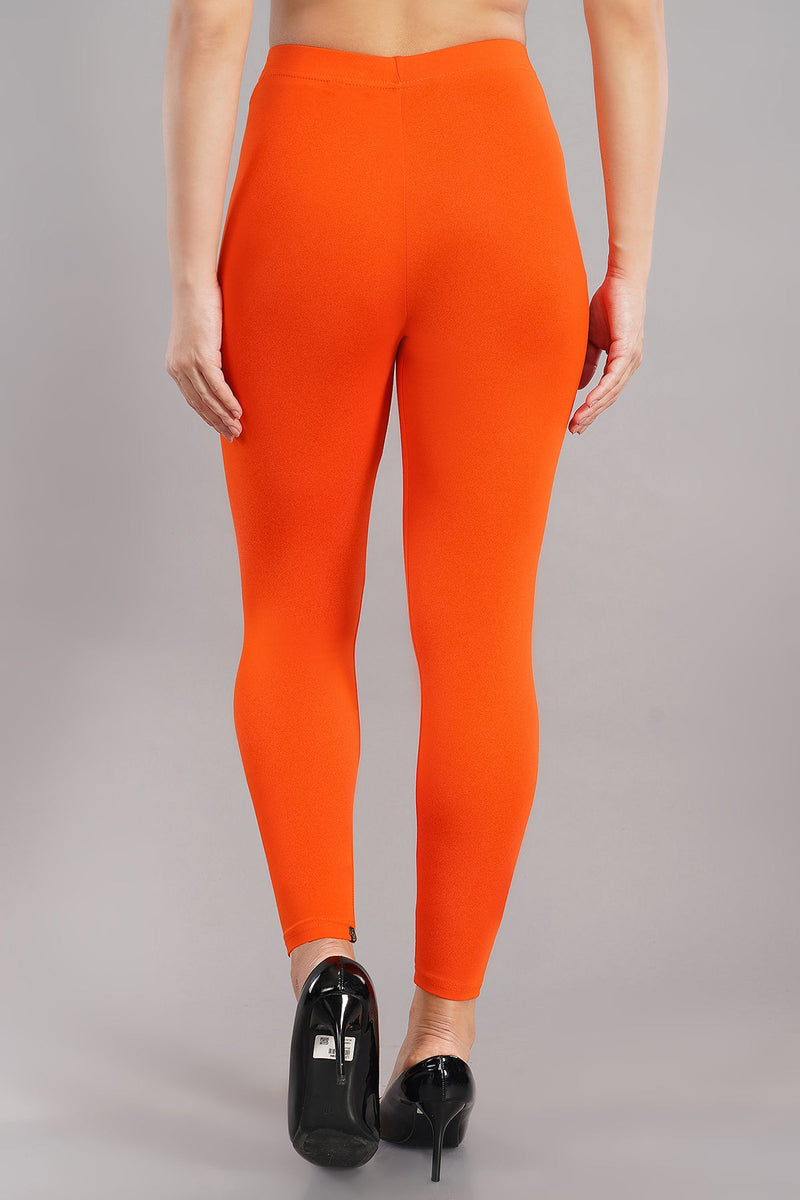 Shruthi Ankle Length Leggings with elasticated Waist||DARK ORANGE