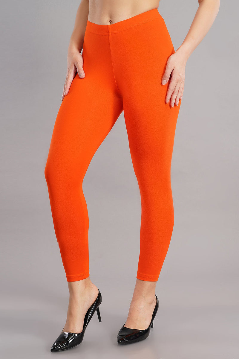 Shruthi Ankle Length Leggings with elasticated Waist||DARK ORANGE