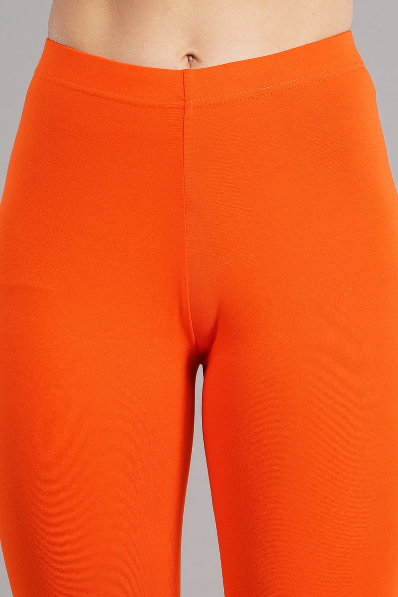 Shruthi Ankle Length Leggings with elasticated Waist||DARK ORANGE