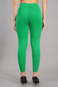 Shruthi Ankle Length Leggings with elasticated Waist||JADE GREEN