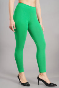 Shruthi Ankle Length Leggings with elasticated Waist||JADE GREEN