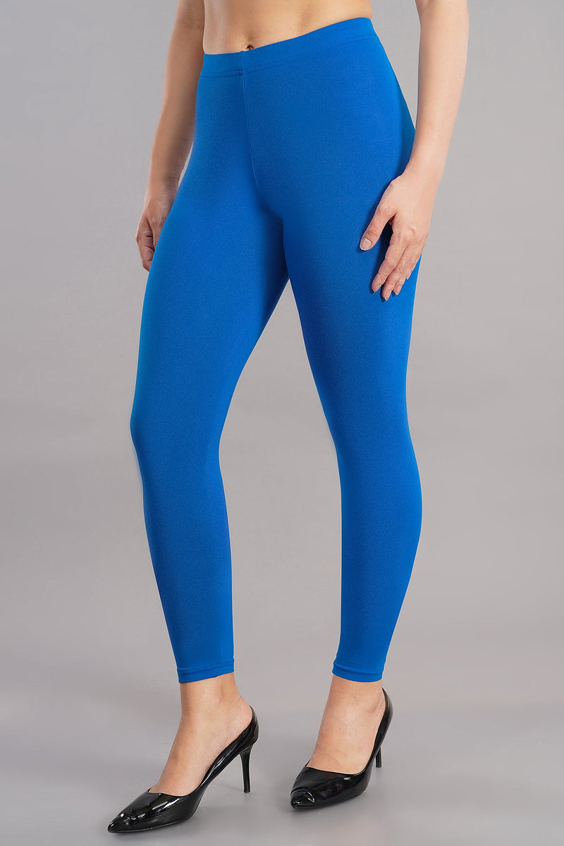 Shruthi Ankle Length Leggings with elasticated Waist||PEPSI BLUE