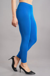 Shruthi Ankle Length Leggings with elasticated Waist||PEPSI BLUE