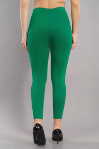 Shruthi Ankle Length Leggings with elasticated Waist||PAK GREEN