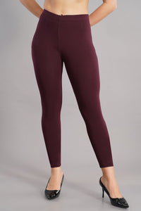 Shruthi Ankle Length Leggings with elasticated Waist||WINE