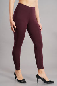 Shruthi Ankle Length Leggings with elasticated Waist||WINE