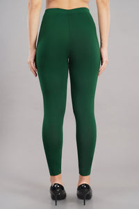 Shruthi Ankle Length Leggings with elasticated Waist||BOTTLE GREEN