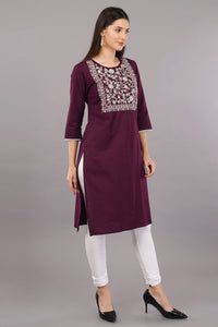 Straight Kurta with Embroidered Yoke