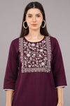 Straight Kurta with Embroidered Yoke