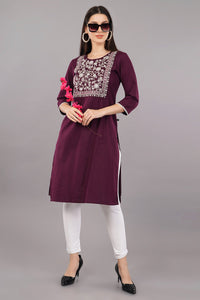 Straight Kurta with Embroidered Yoke