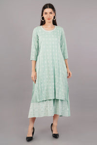 Floral Print Layered A-Line Kurta