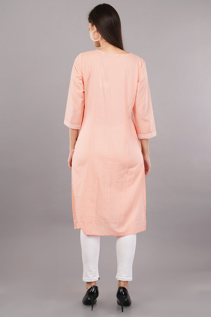 Peach Glitter Printed kurta