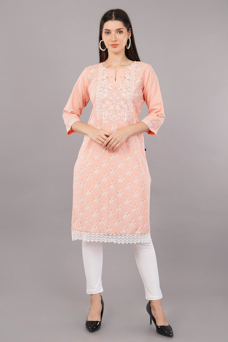 Peach Glitter Printed kurta