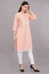 Peach Glitter Printed kurta