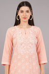 Peach Glitter Printed kurta