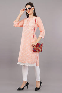 Peach Glitter Printed kurta