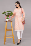 Peach Glitter Printed kurta