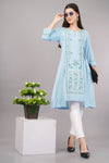 Blue Glitter Printed A-Line kurta