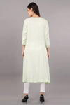 Women's Green Viscose Embroidered Kurta