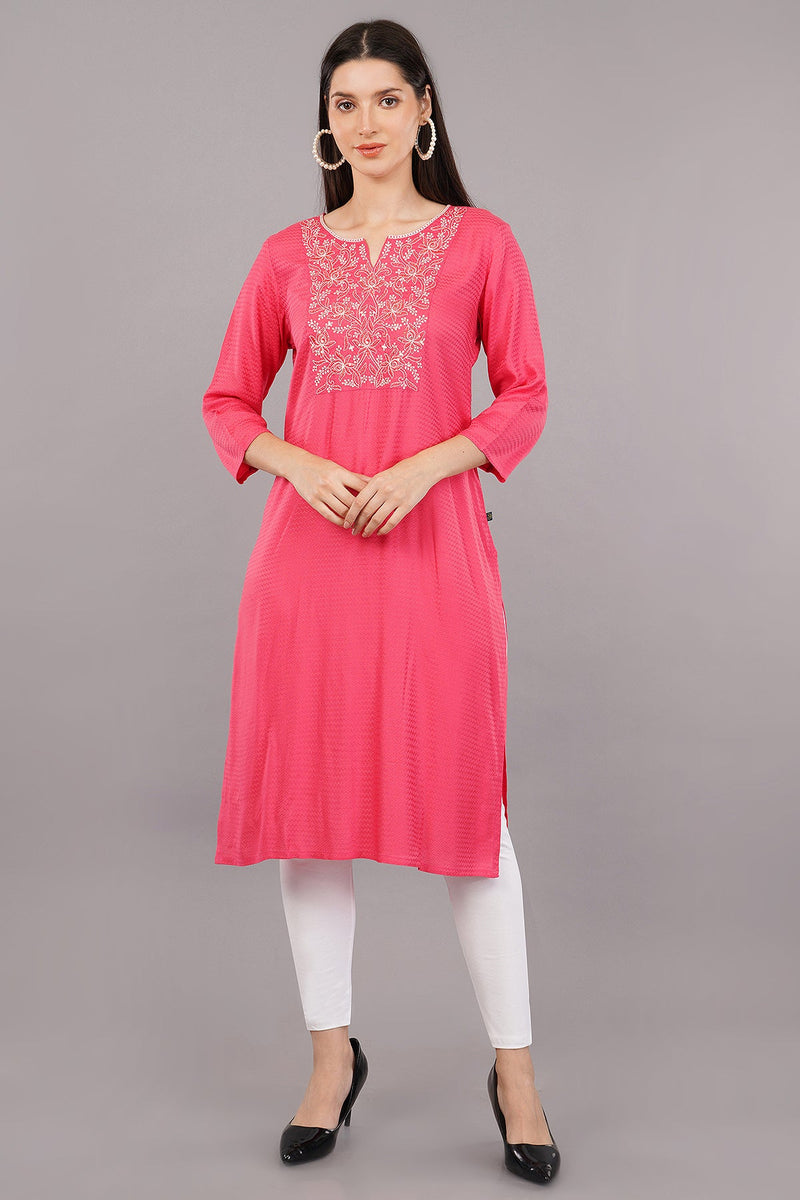 Floral Embroidered Straight Kurta