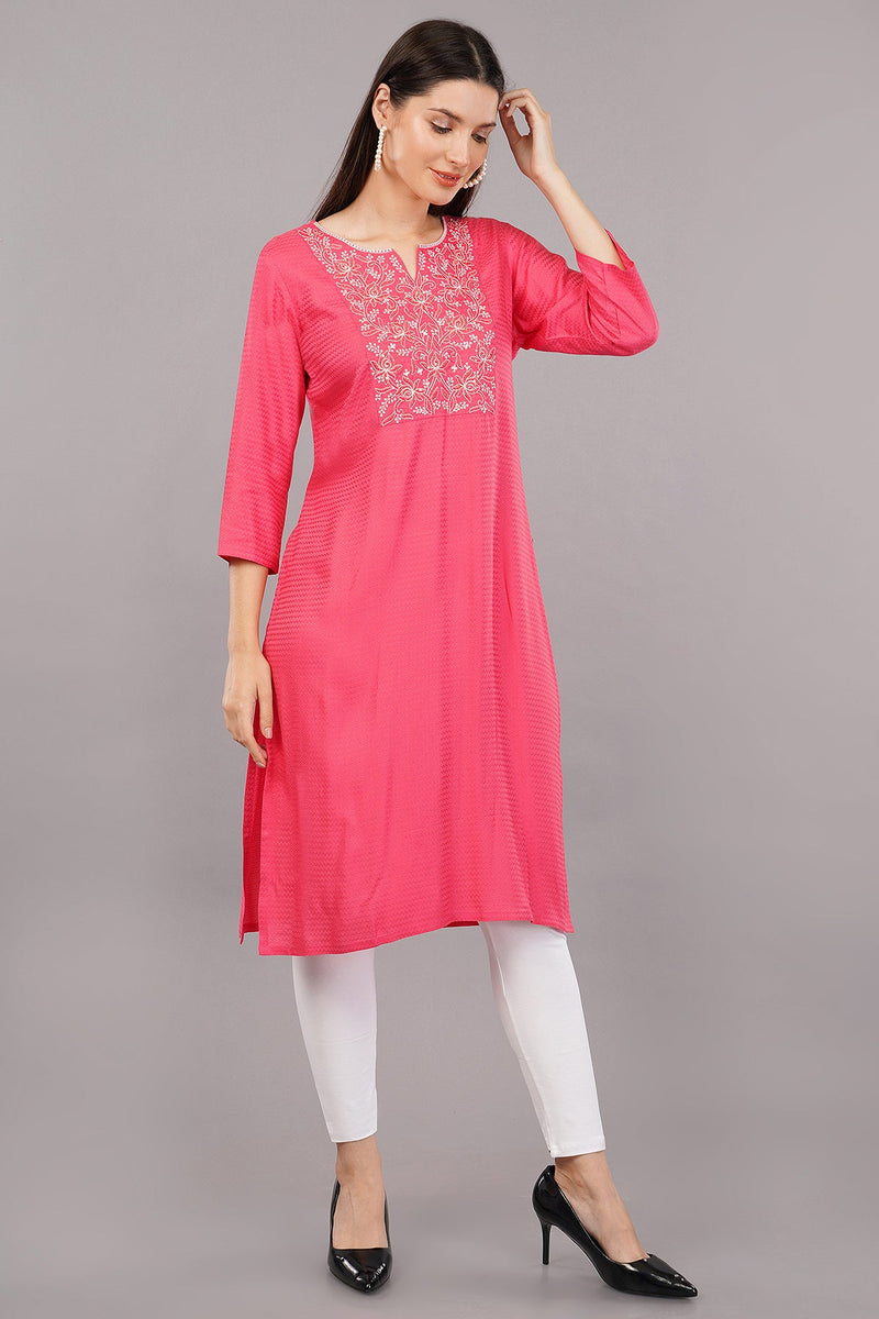 Floral Embroidered Straight Kurta