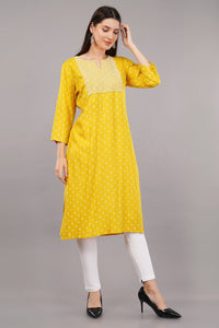 Printed Straight Kurta with Contrast Panel